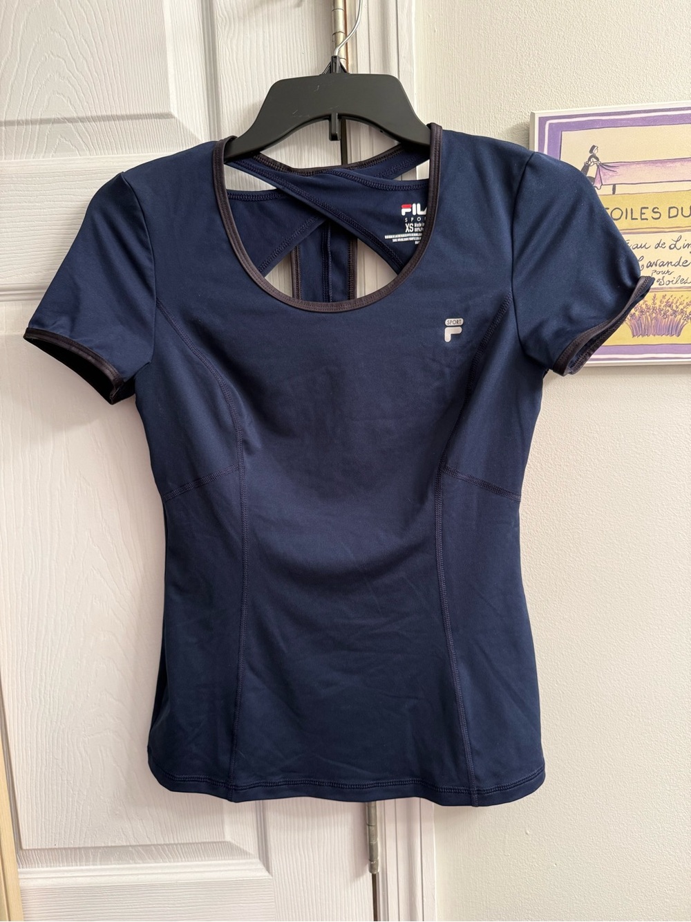 FILA Navy Short-Sleeve Cross-Back Performance Tee